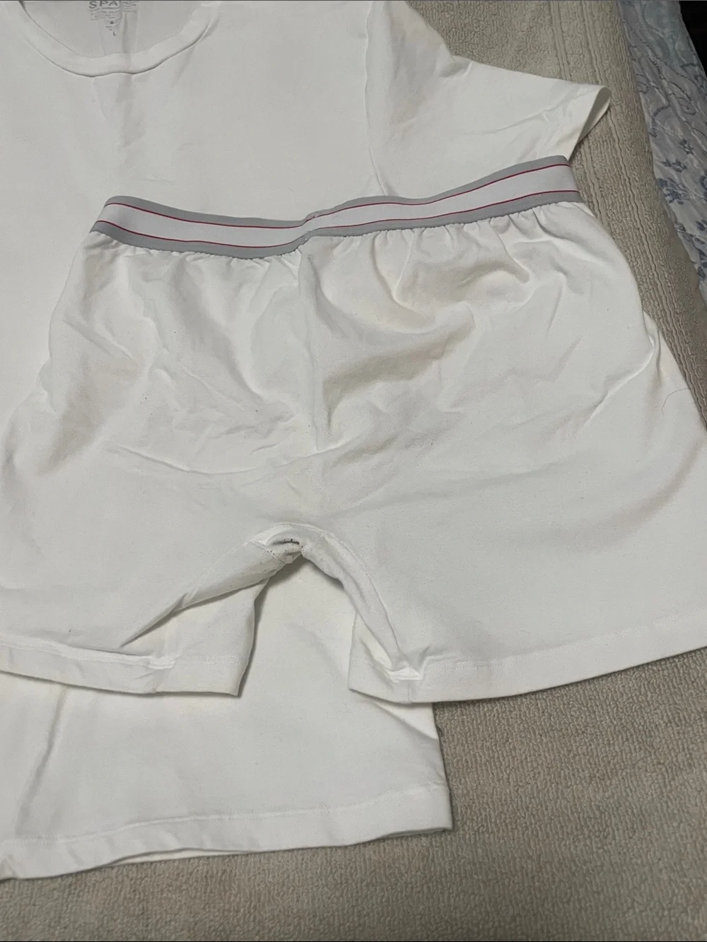 SPANX White Men's Undershirt and Boxer Brief Set with Striped Waistband